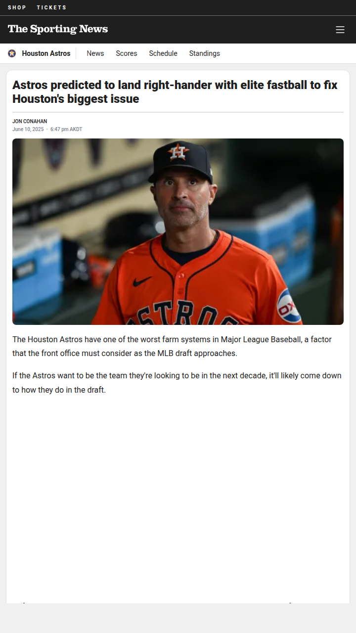 Astros Eye 'Rocket' Wood for Rotation Fix?