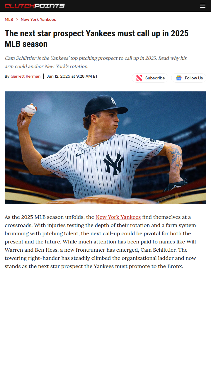 Is Cam Schlittler the Next Bronx Ace?