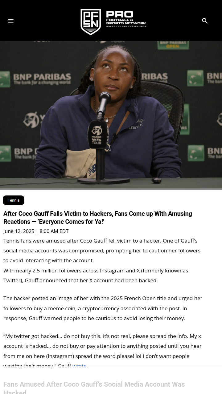 Coco Gauff Hacked—Fans Bring the Laughs