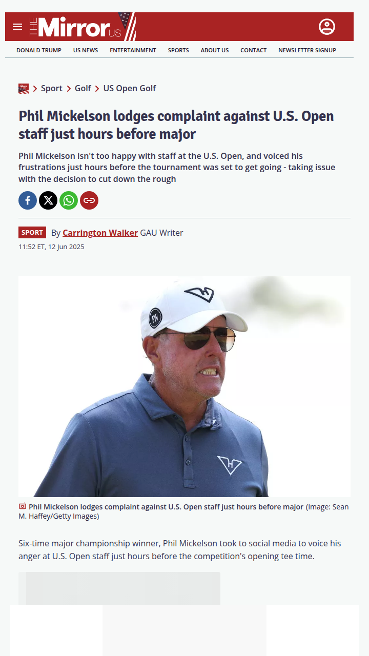 Lefty Calls Out Oakmont Rough Drama