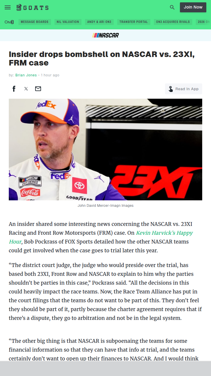 NASCAR Teams Face Off: Charter Drama Heats Up
