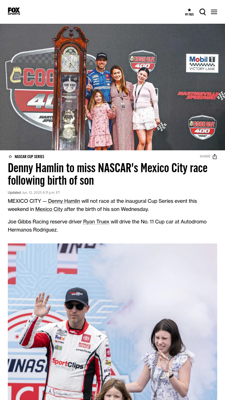 Hamlin Sits Out Mexico—Truex Steps In!