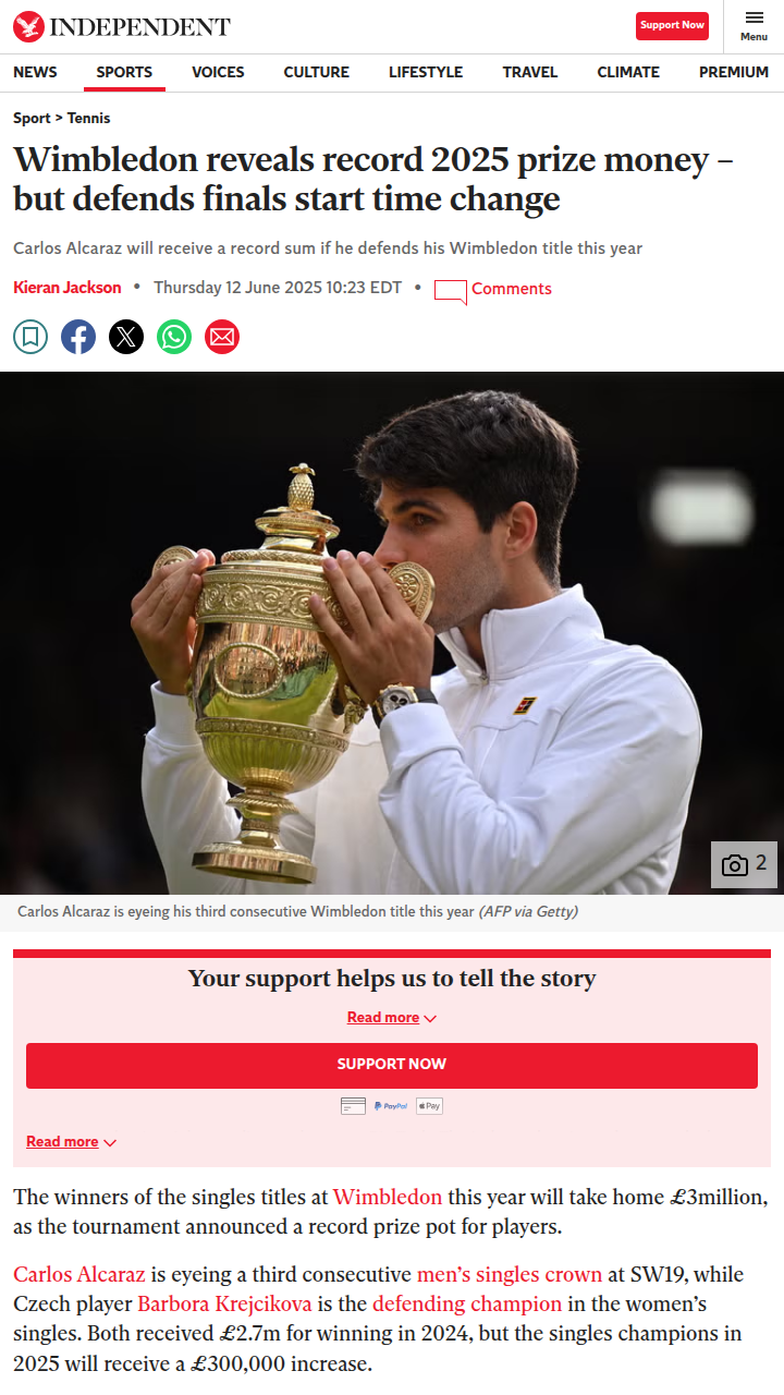Wimbledon’s Big Payout & New Finals Time!