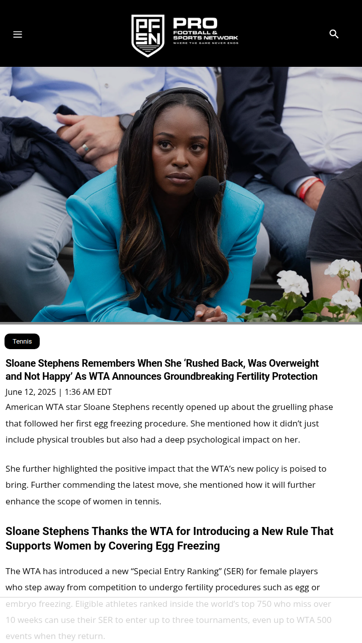 Stephens Leads WTA’s Fertility Game-Changer