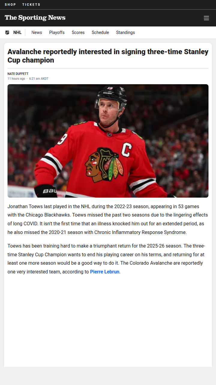 Could Captain Serious Join the Avs?