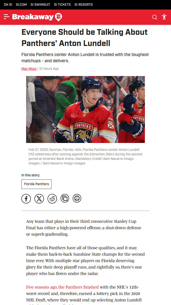 Lundell: Panthers’ Secret Weapon vs. McDavid