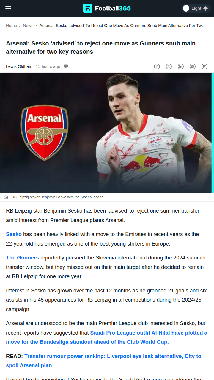 Sesko’s Next Move: Gunners or Saudi Riches?