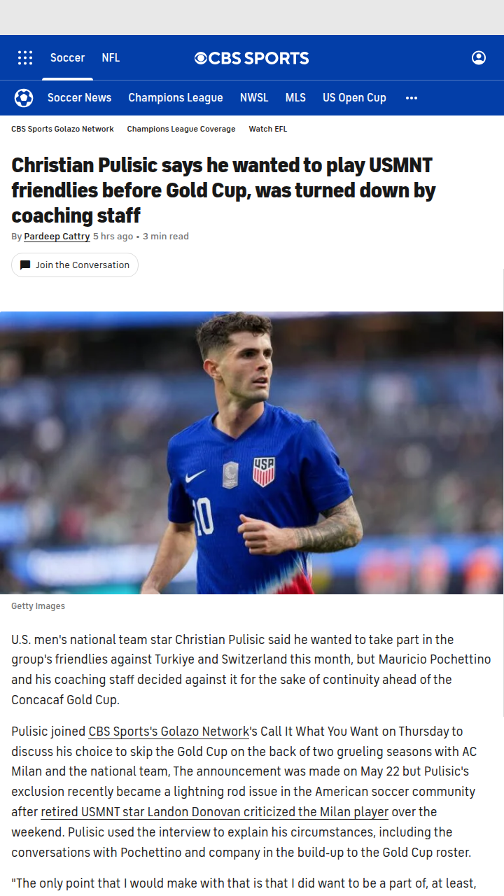 Pulisic Benched for Friendlies—Right Call?