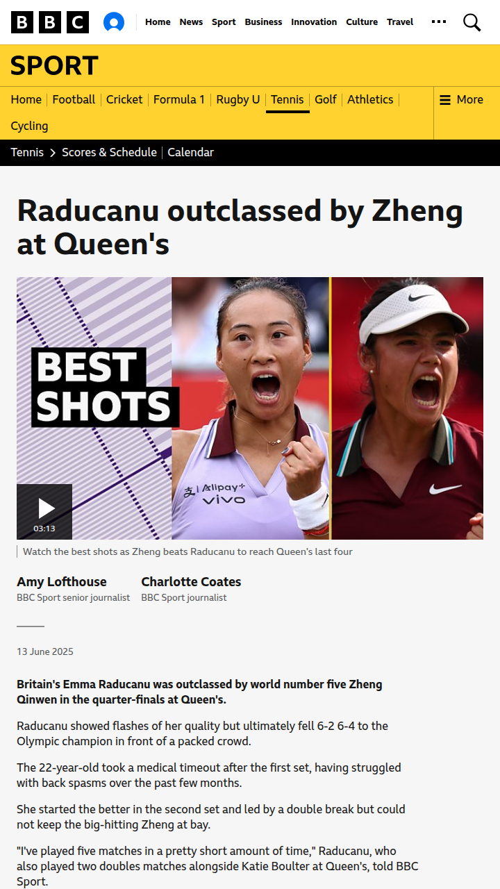 Raducanu’s Grit vs. Zheng’s Power: Queen’s Clash