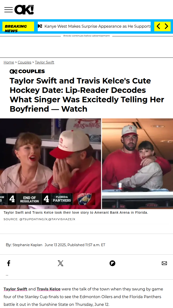 Swift & Kelce Steal the Show at Stanley Cup