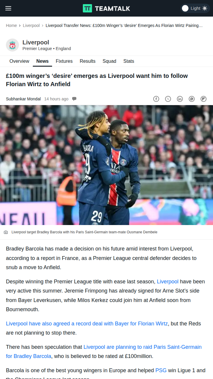 Barcola Snubs Reds: PSG Stand Firm