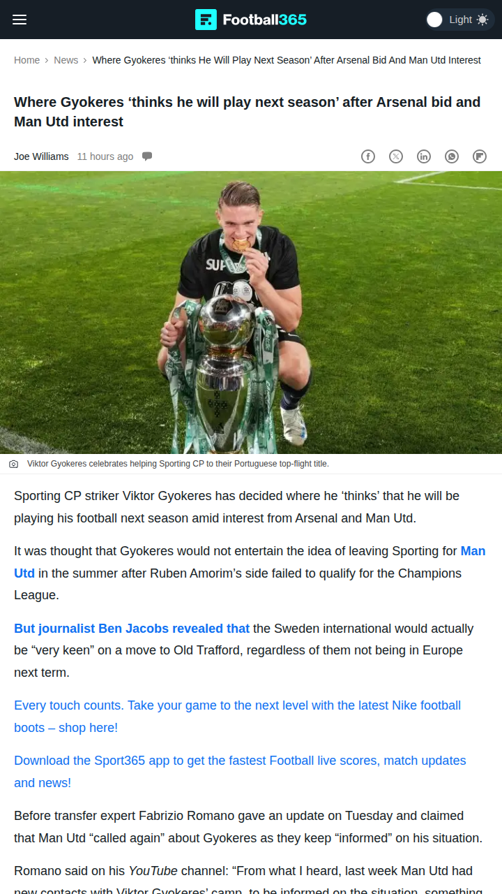 Gyokeres Eyes Premier League Move?
