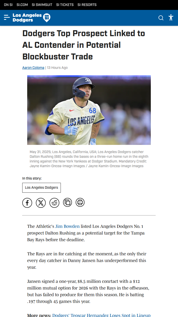 Dodgers’ Top Catching Prospect on the Move?