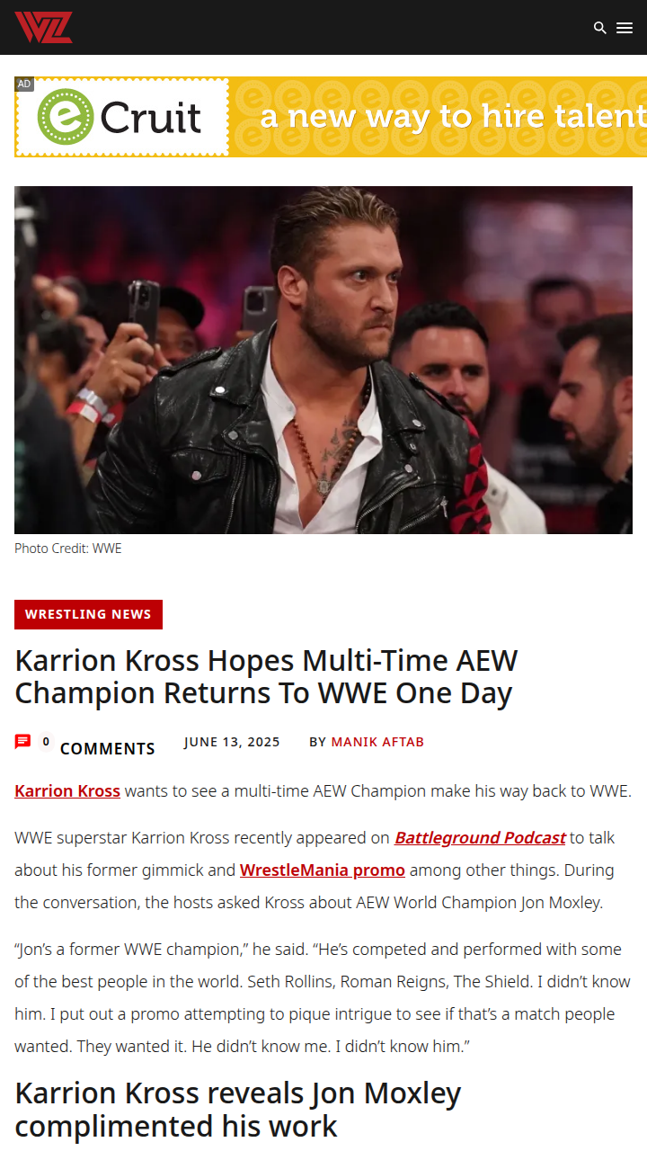 Kross Wants Mox Back in WWE—Dream Match?