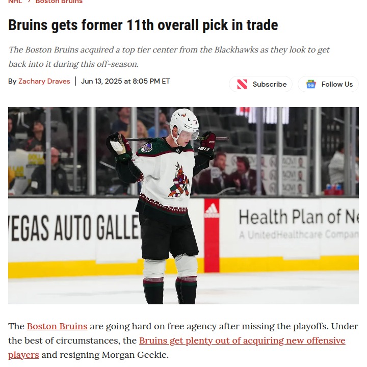 Bruins Land Söderström: Blue Line Boost?