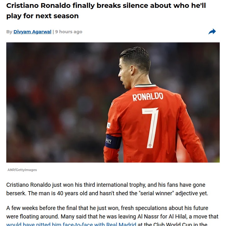 CR7 Stays at Al Nassr—No Real Reunion