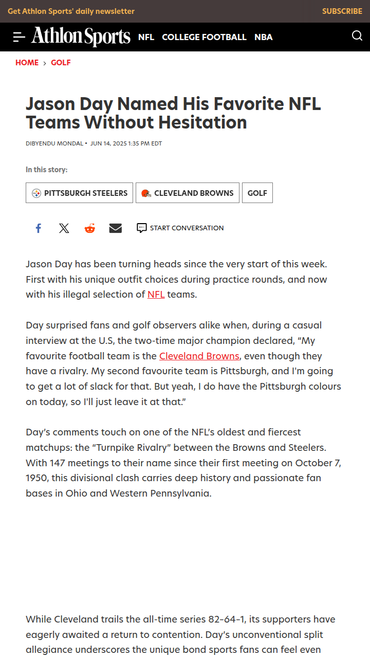 Jason Day Picks Both Sides in NFL Rivalry!