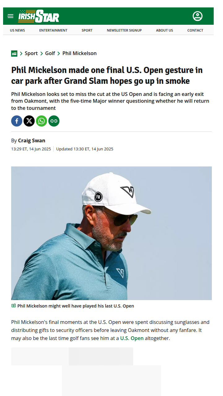 Lefty’s Last U.S. Open Farewell?