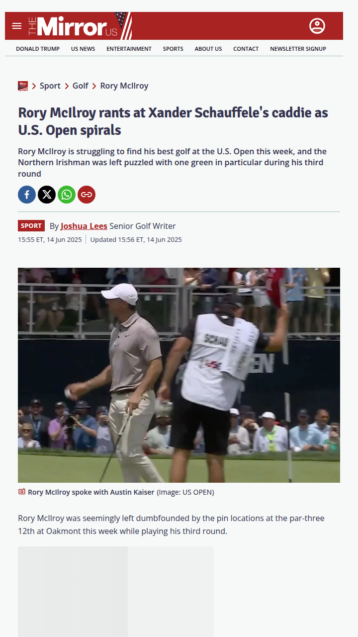 Rory’s Oakmont Frustration Boils Over
