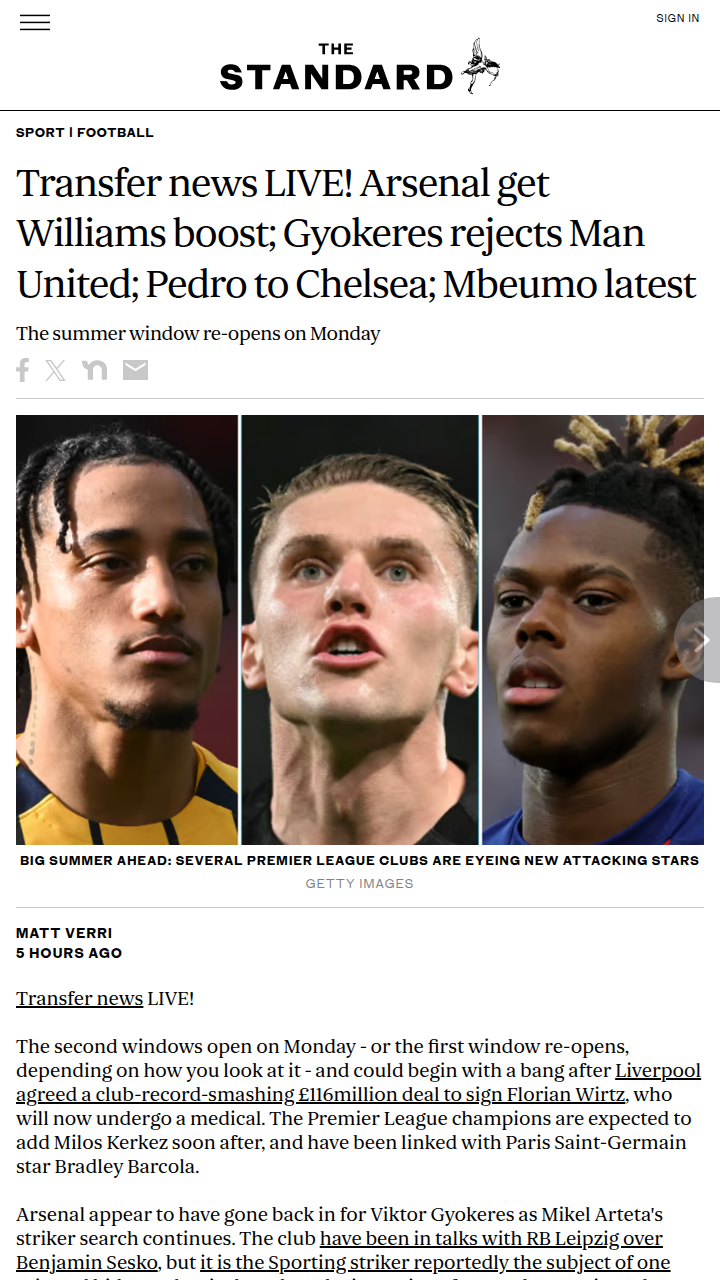 Gyokeres Snubs Red Devils for Gunners?