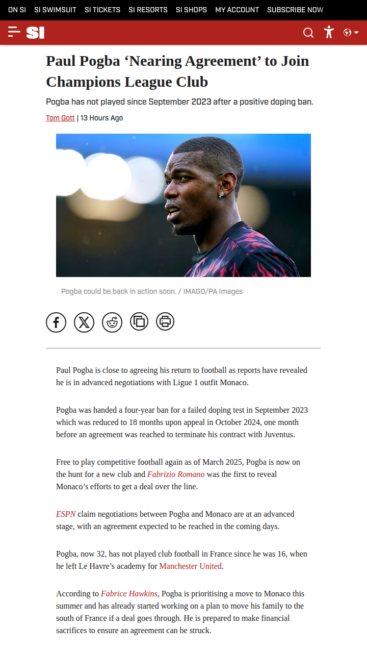 Pogback to Ligue 1? Monaco Move Heating Up