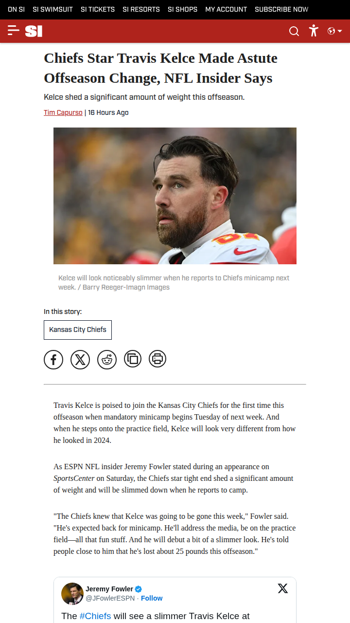 Slimmer Kelce Ready for Redemption Run