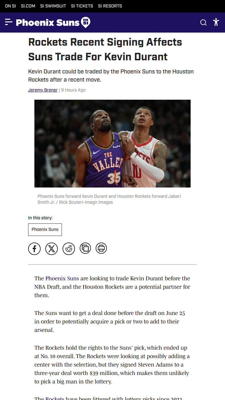 Could KD Head to Houston After Adams Deal?