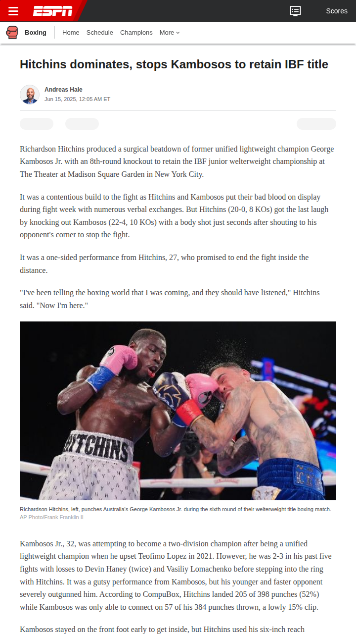 Hitchins Schools Kambosos at MSG