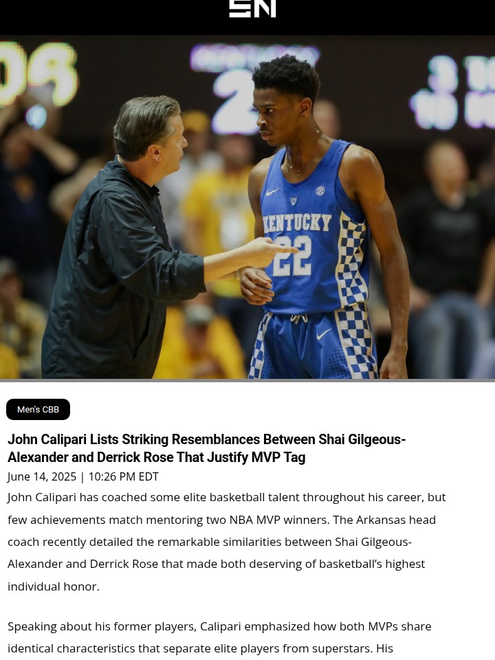 Shai & D-Rose: Calipari’s MVP Blueprint?