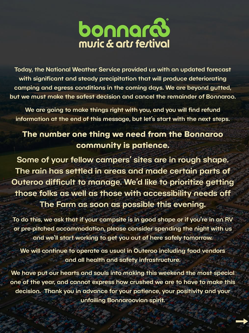 Bonnaroo Shut Down by Wild Weather!