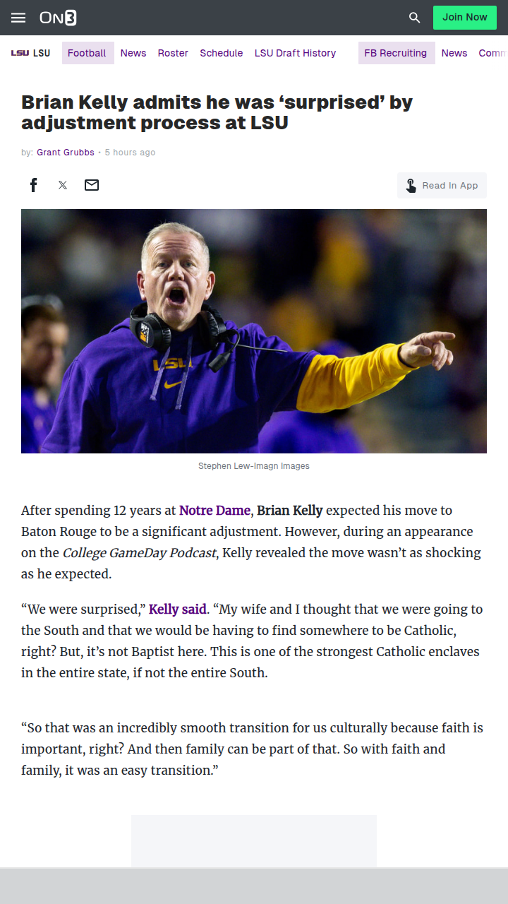 Brian Kelly’s Bayou Culture Shock?