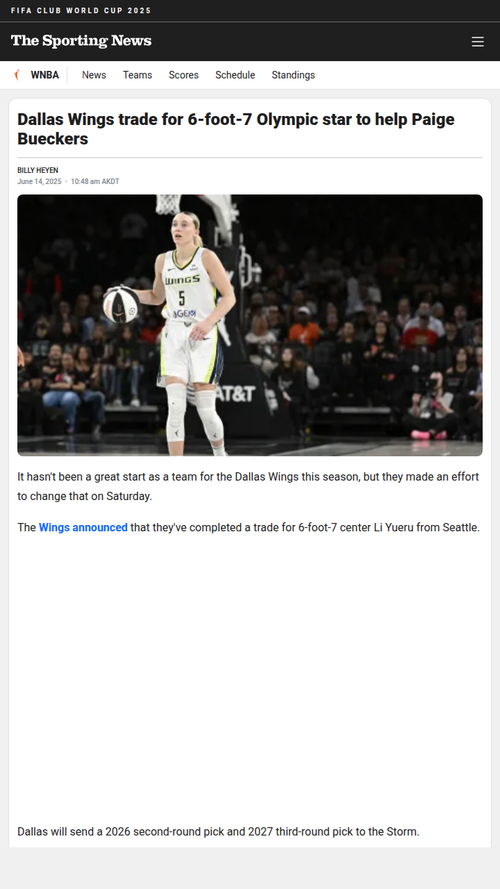Wings Land Olympic Giant to Aid Paige