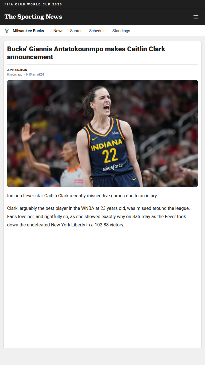 Greek Freak Gives Caitlin Clark Her Flowers