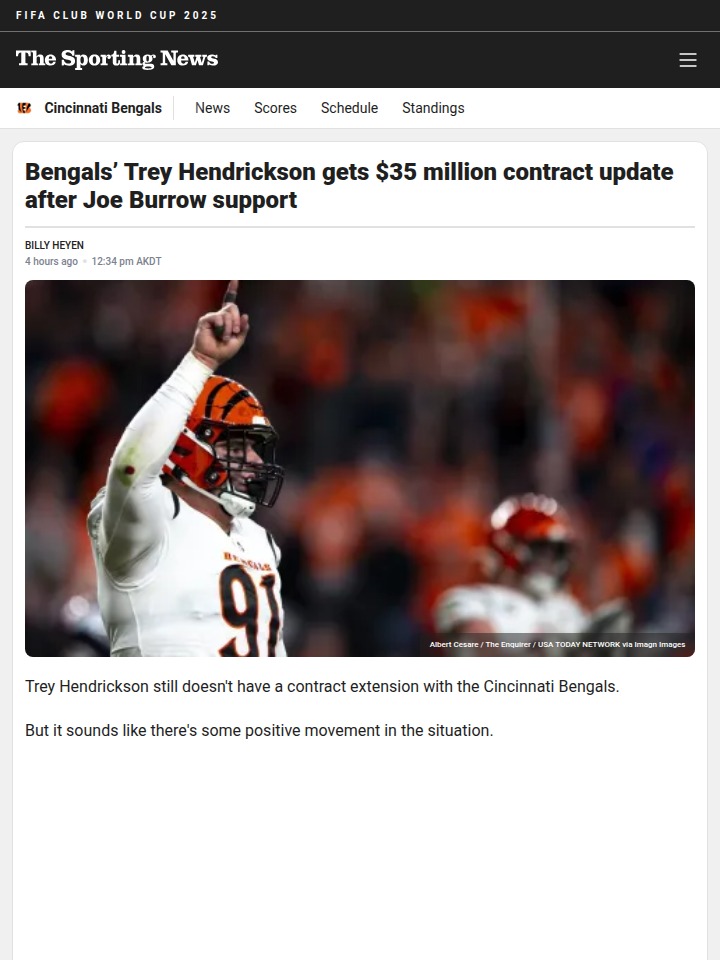 Hendrickson Contract Talks Heat Up in Cincy