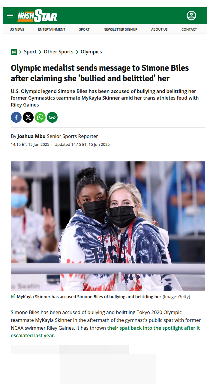 Skinner Calls Out Biles: Gymnastics Rift Deepens