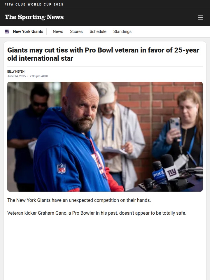 Gano vs. McAtamney: Giants’ Kicker Showdown