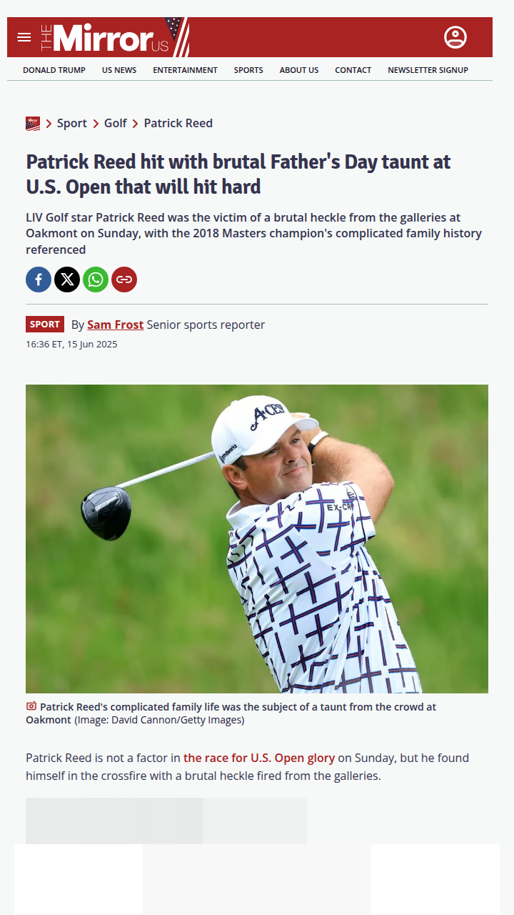 Reed Heckled Hard at U.S. Open—Too Far?