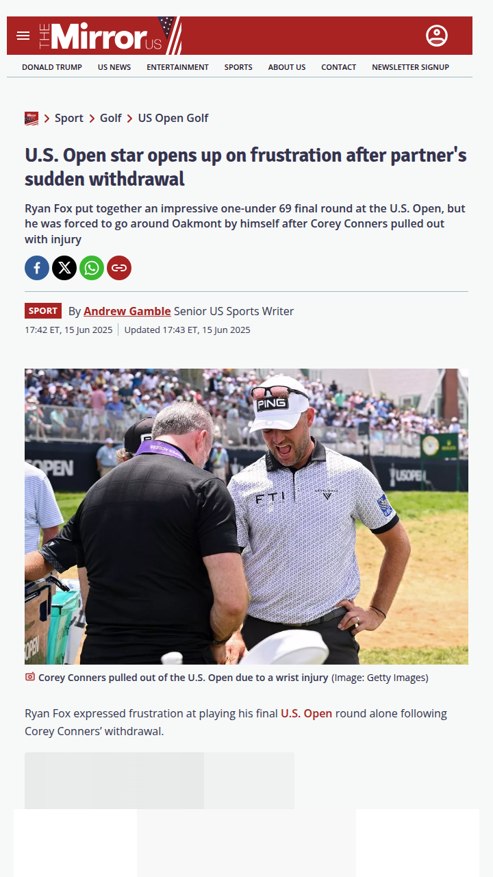 Fox Flies Solo After Conners' Sudden Exit