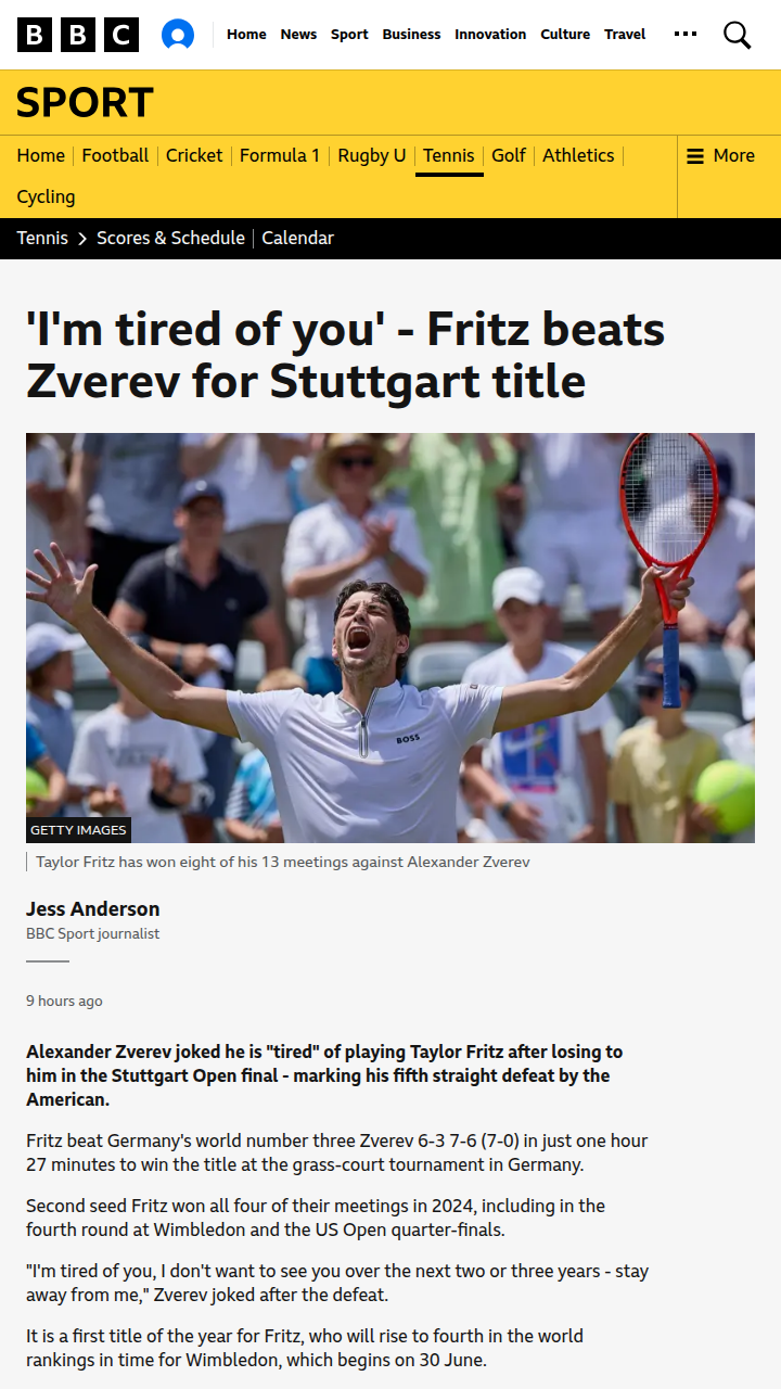 Fritz Dominates Zverev Again—Is This a Rivalry?