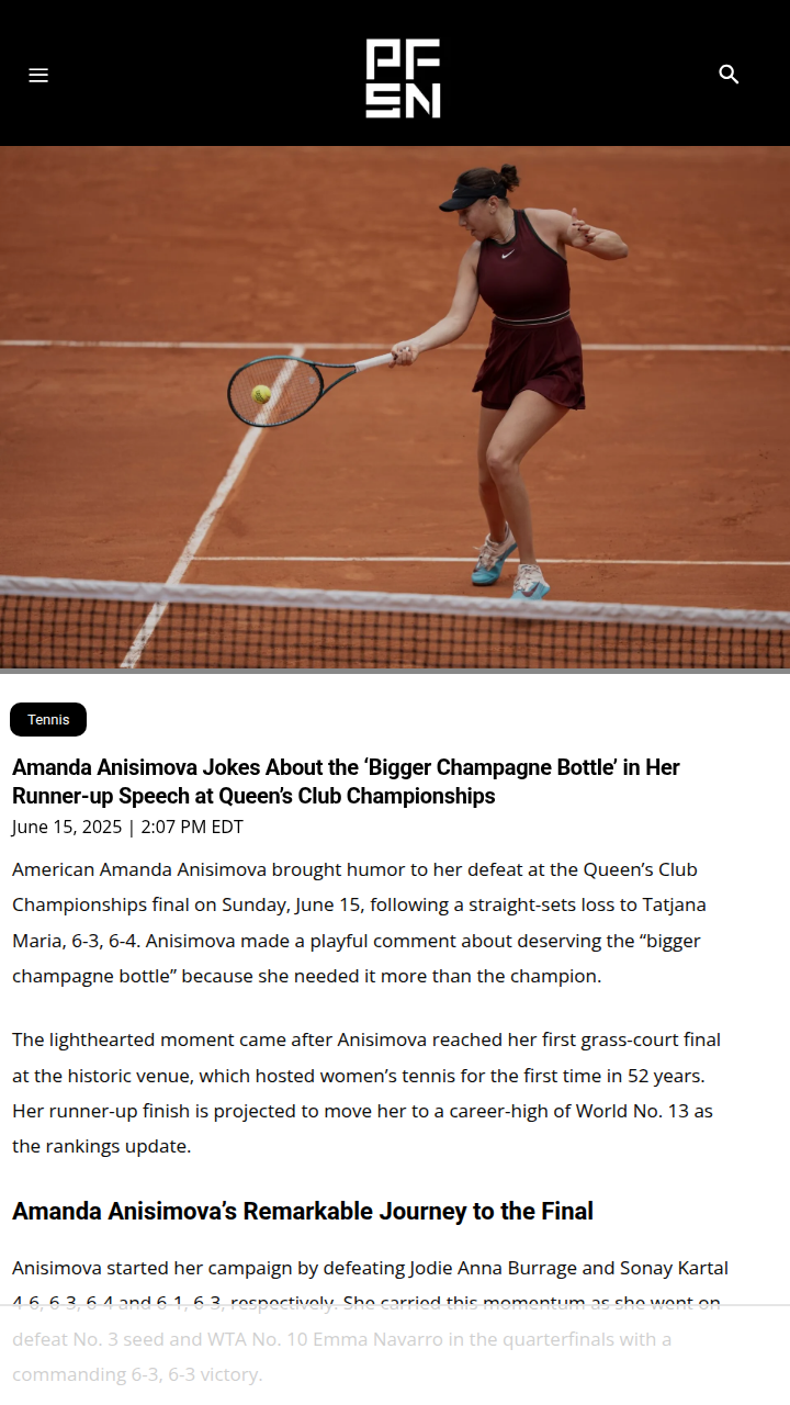 Anisimova’s Champagne Moment at Queen’s
