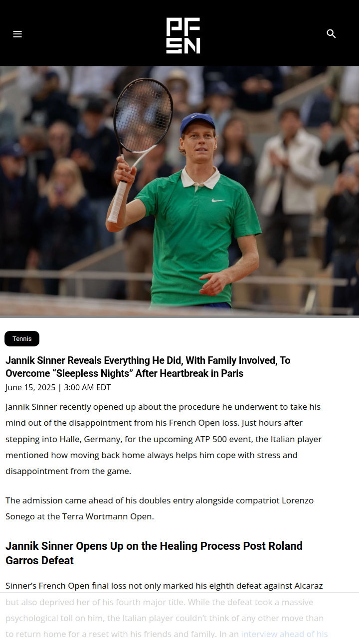 Sinner’s Secret Reset After Paris Heartbreak
