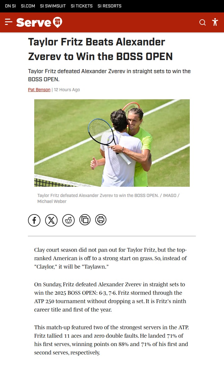 Taylawn Triumph: Fritz Dominates Zverev Again