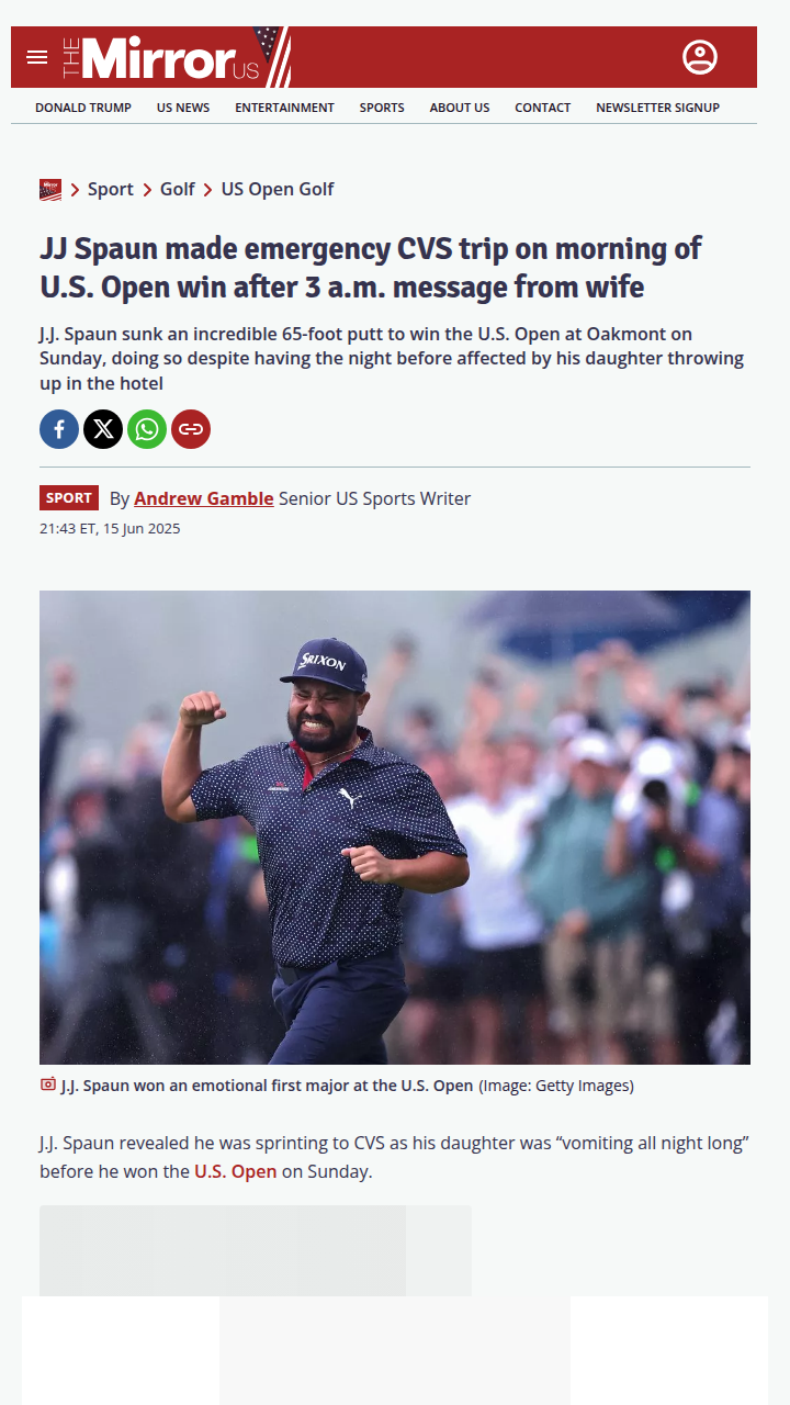 JJ Spaun’s Wild U.S. Open Morning