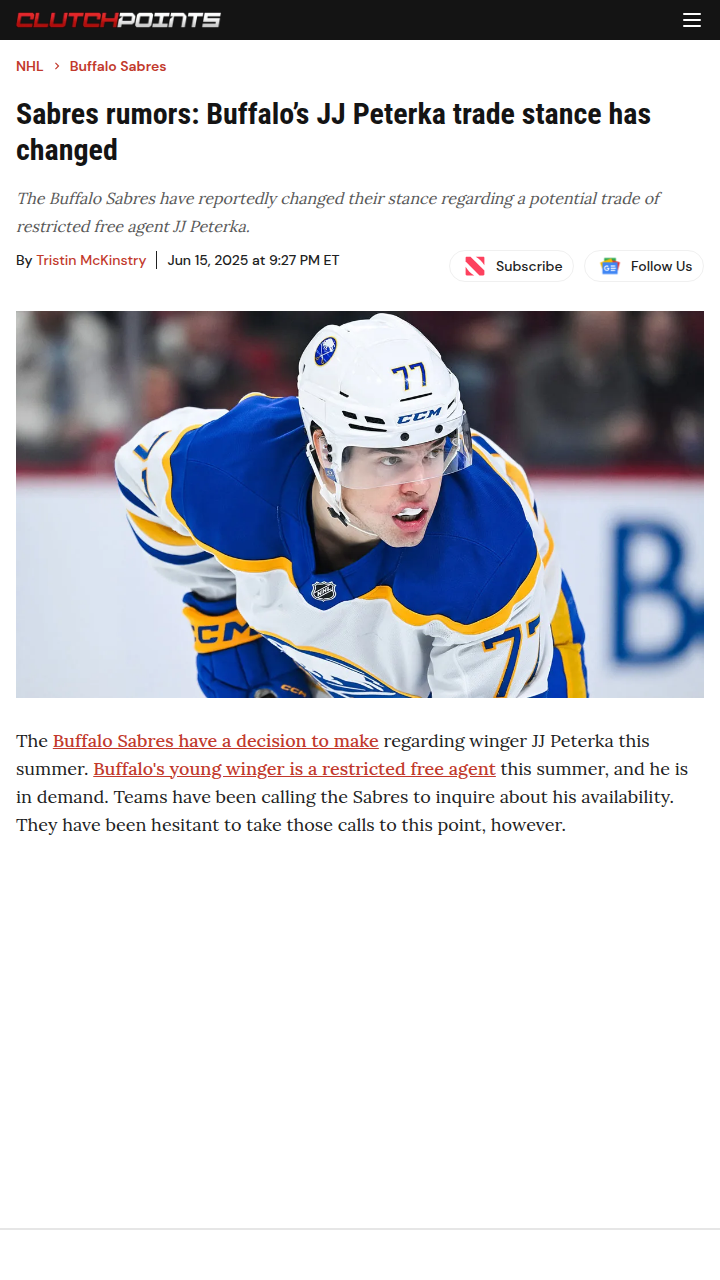 JJ Peterka Trade Rumors Heating Up