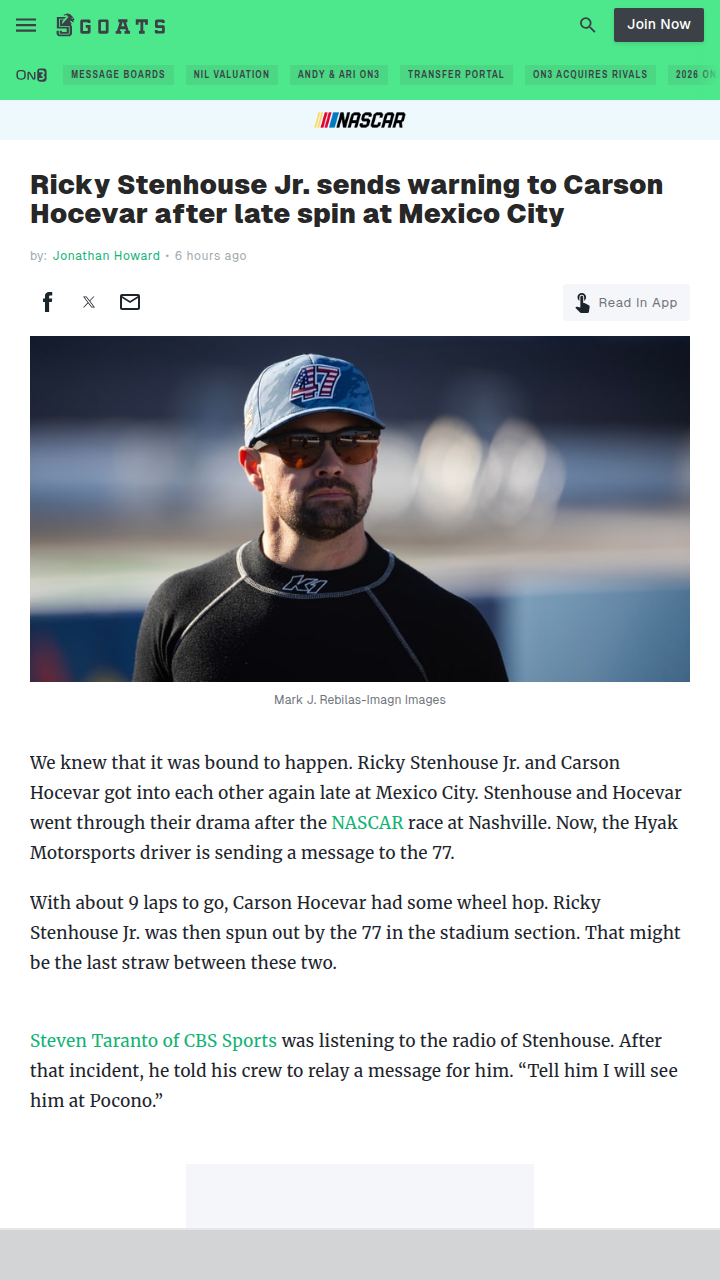 Stenhouse vs. Hocevar: Rivalry Heats Up!