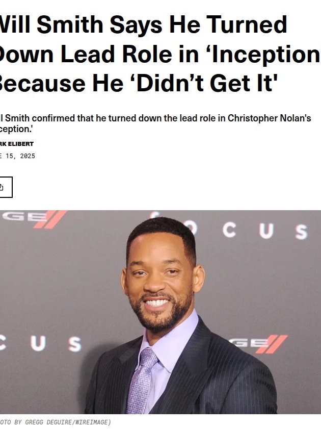 Will Smith Passed on Inception?! 😱