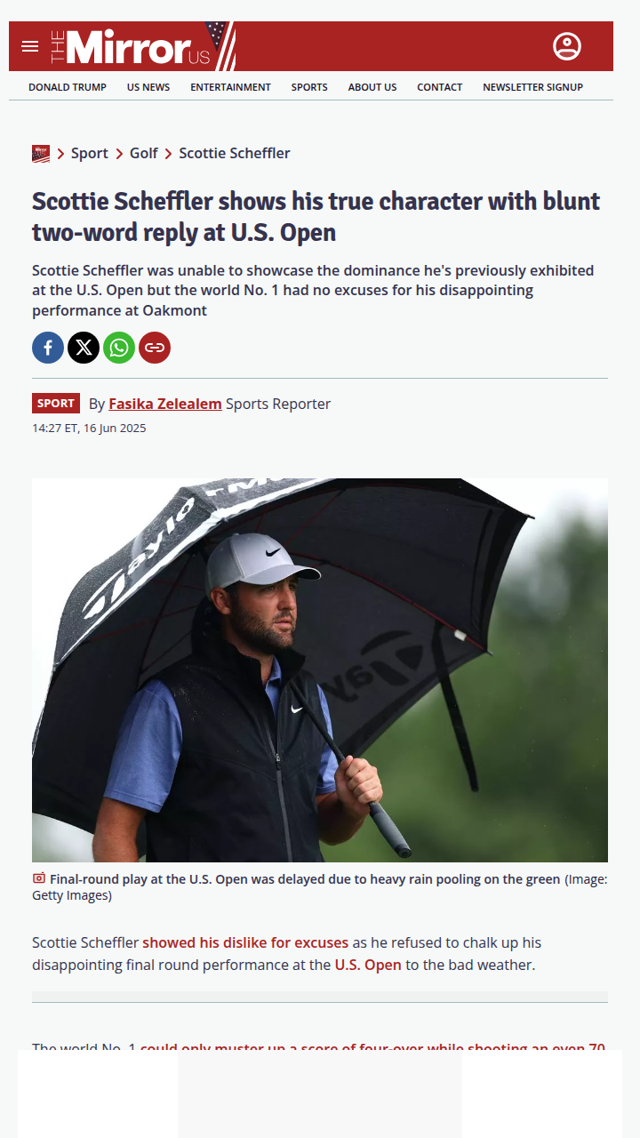 Scheffler’s ‘Outdoor Sport’ Moment at U.S. Open