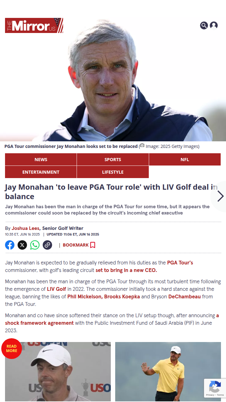 Monahan Out? PGA Tour Faces New Era