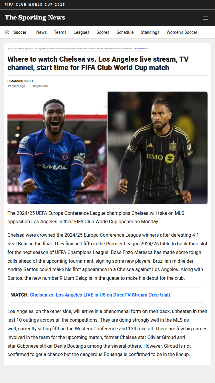 Chelsea’s New Era Faces LA’s Unbeaten Streak