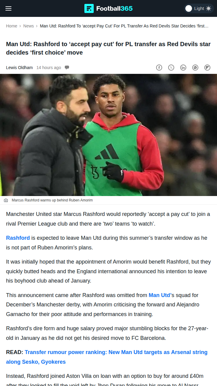 Rashford Eyes PL Switch, Will Take Pay Cut?